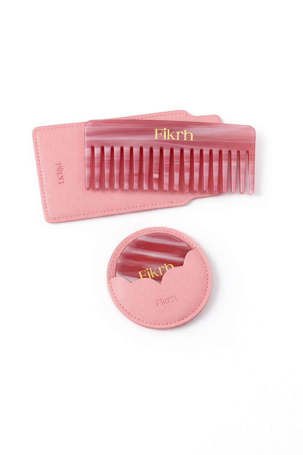 Mirror & Comb Set with Leather Case